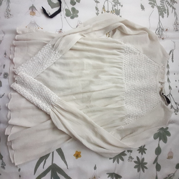 ❤ White High Neck Long Sleeve Zara Blouse XS - Picture 1 of 5